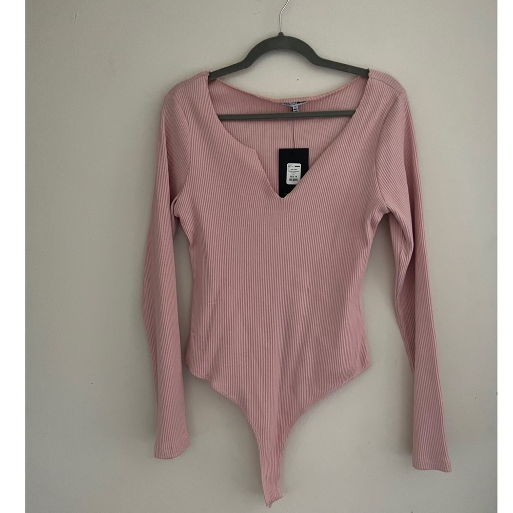 Ribbed pink bodysuit